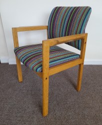 Danish Oak Carver in stripe fabric